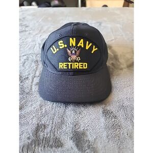 US Navy Retired Hat Cap Embroidered Patch Ballcap Black Brand New